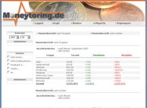 Haushaltsbuch Online Screenshot Stand 2008